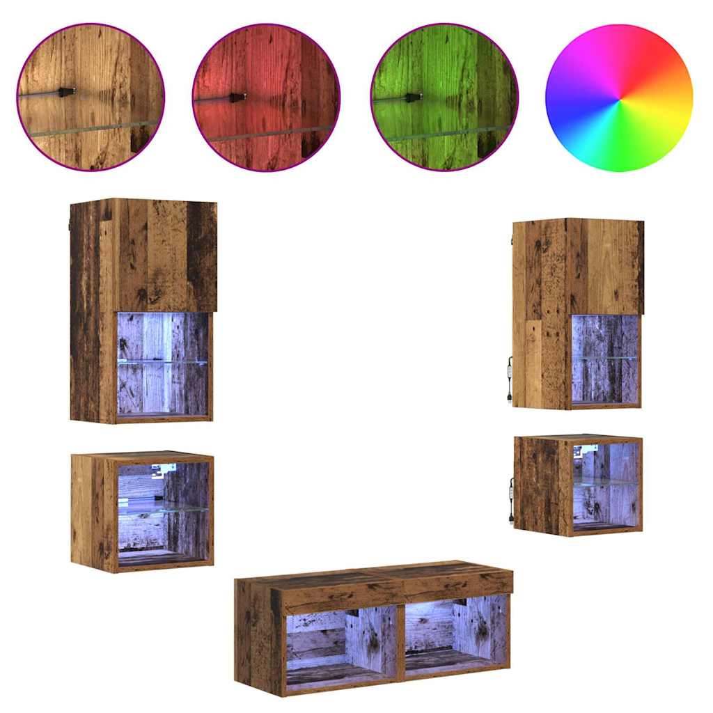 TV-Wandgeräte 8 pcs Altholz Holzwerkstoff