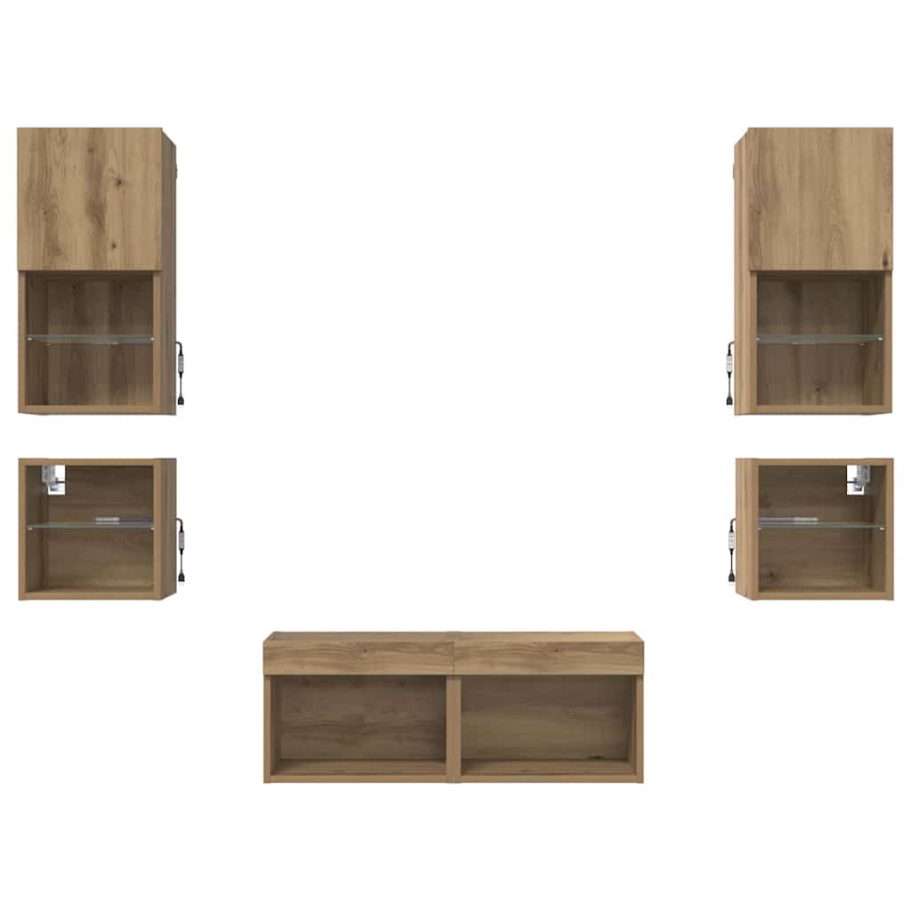 TV-Wandgeräte 8 pcs Artisan-Eiche Holzwerkstoff