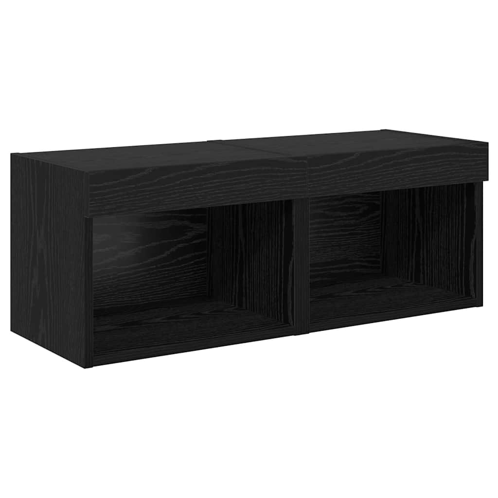 TV-Wandgeräte 8 Stück Schwarz Eichen-Optik Holzwerkstoff