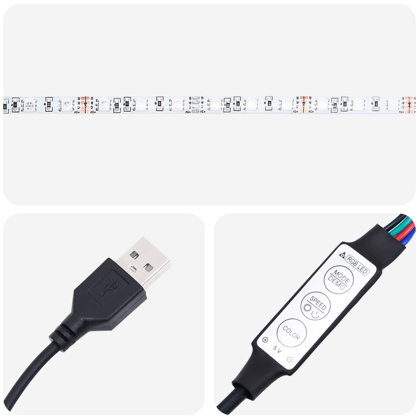 TV-Schränk mit LED-Lichtleisten 8 pcs Artisan-Eiche Glas