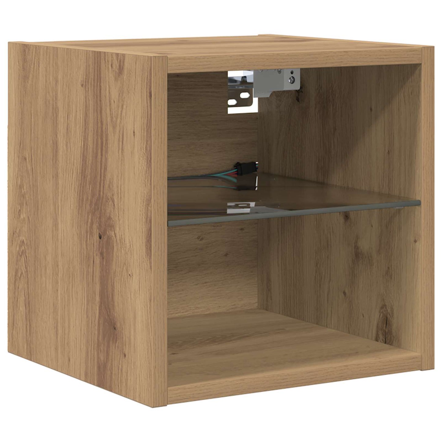 TV-Schränk mit LED-Lichtleisten 8 pcs Artisan-Eiche Glas