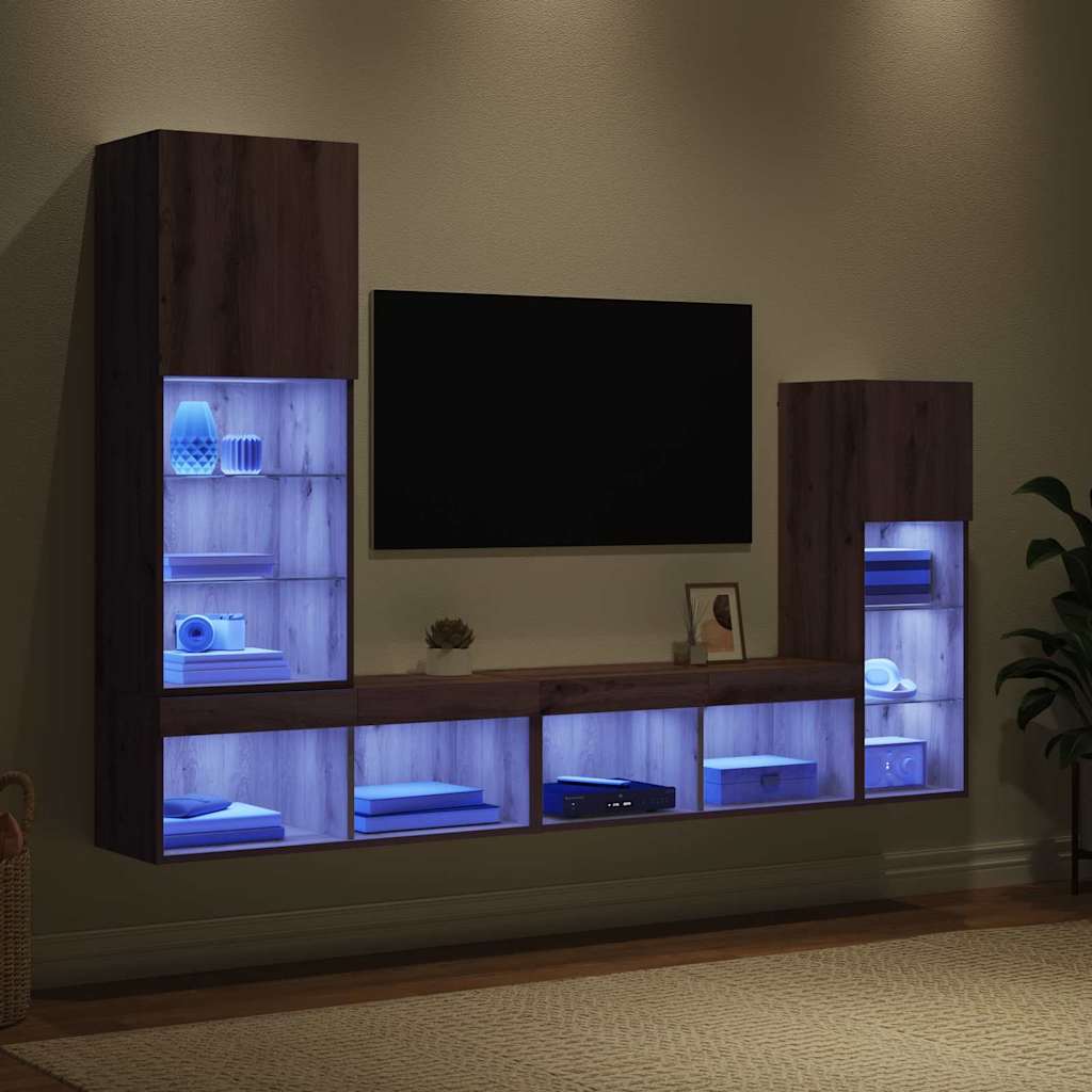 TV-Wandgeräte Wandmontiert 4 pcs Artisan-Eiche Holzwerkstoff