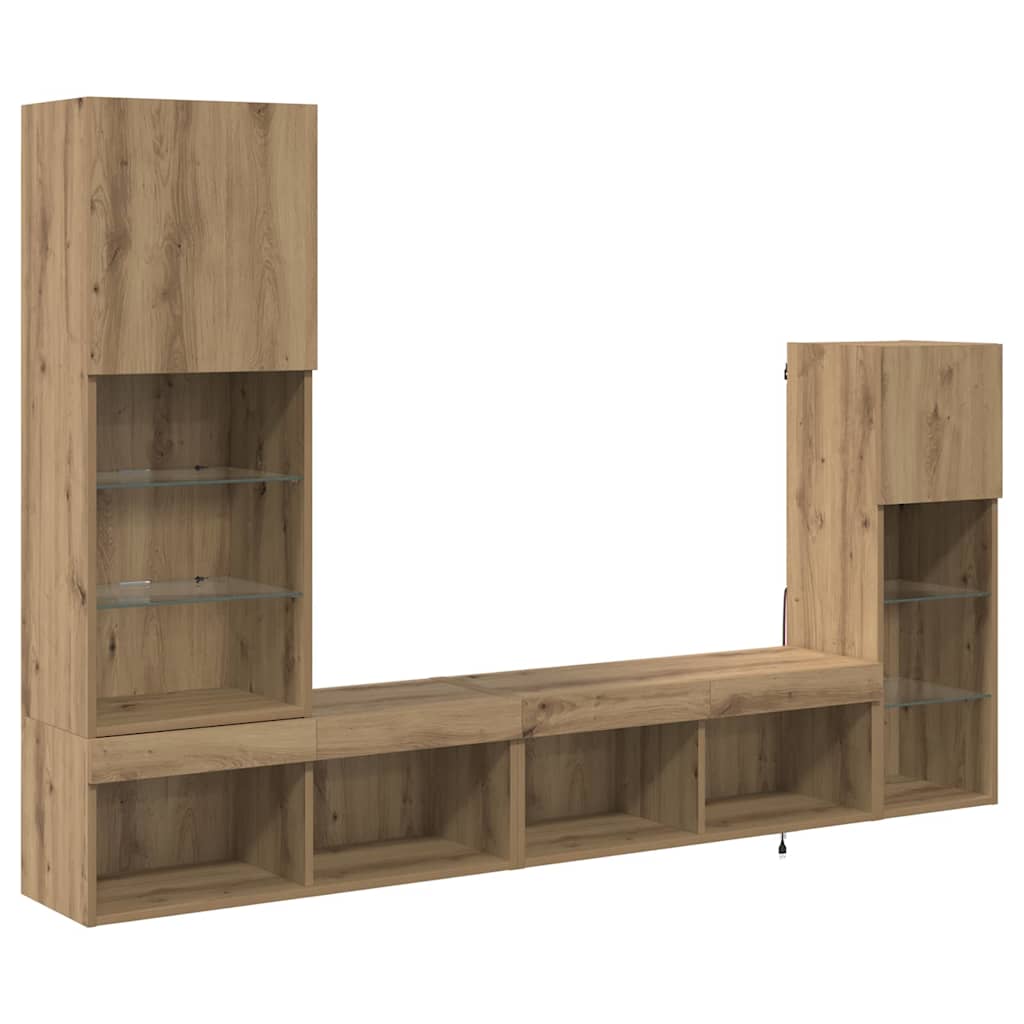 TV-Wandgeräte Wandmontiert 4 pcs Artisan-Eiche Holzwerkstoff