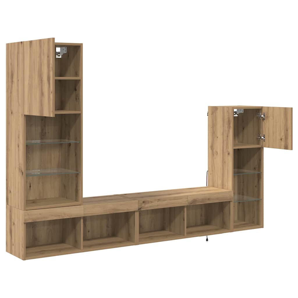 TV-Wandgeräte Wandmontiert 4 pcs Artisan-Eiche Holzwerkstoff