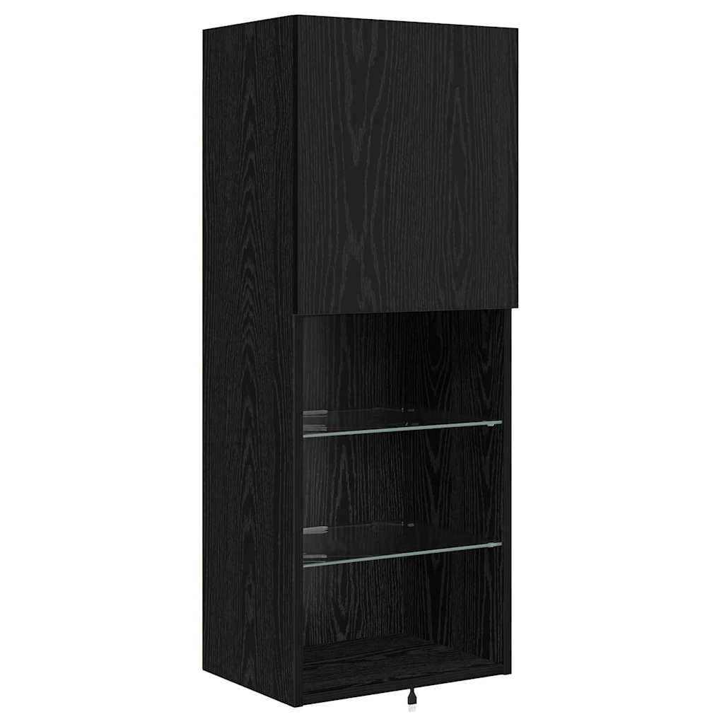 TV-Wandgeräte 4 pcs Schwarz Eichen-Optik Holzwerkstoff