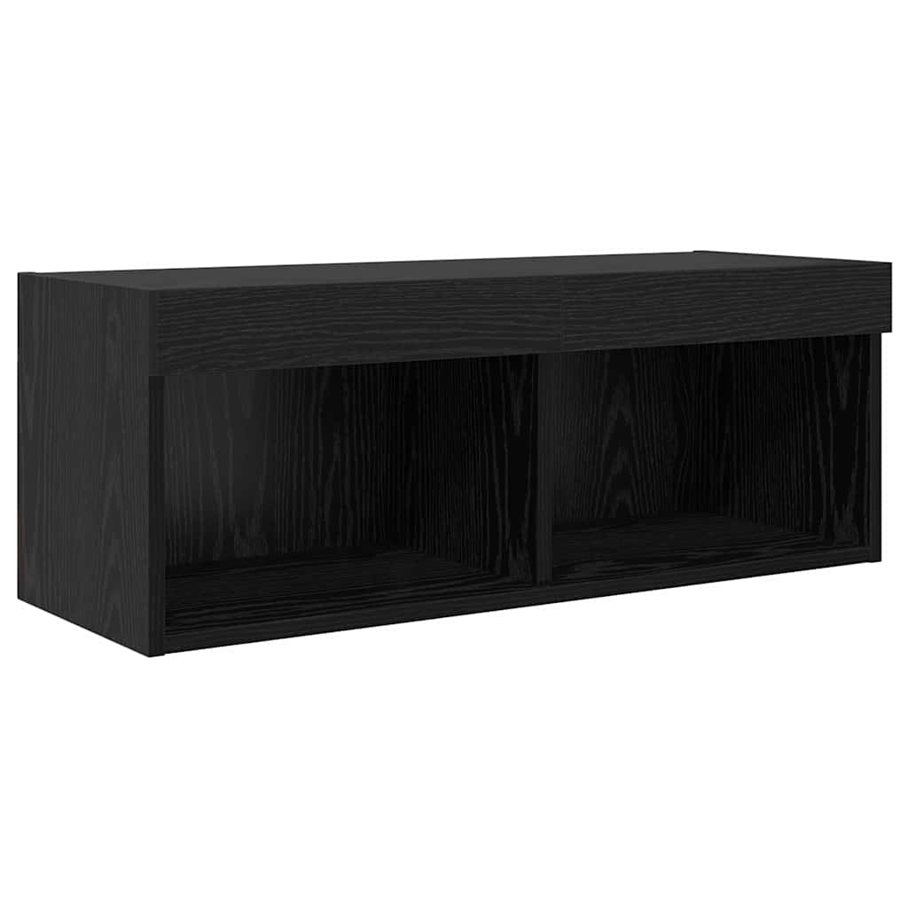 TV-Wandgeräte 4 pcs Schwarz Eichen-Optik Holzwerkstoff