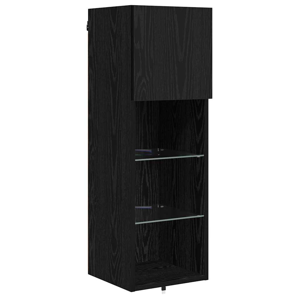 TV-Wandgeräte 4 pcs Schwarz Eichen-Optik Holzwerkstoff