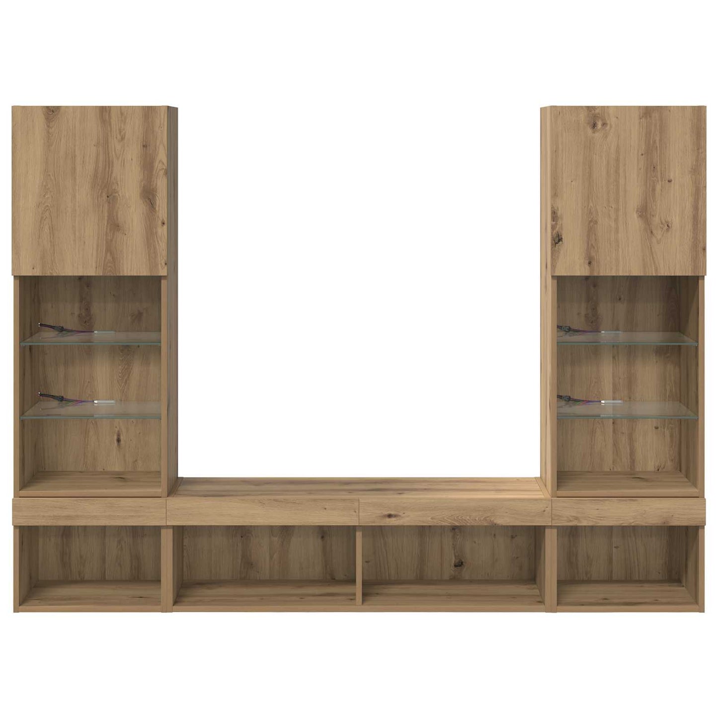 TV Wand Einheiten mit LED 5 pcs Artisan-Eiche Holzwerkstoff
