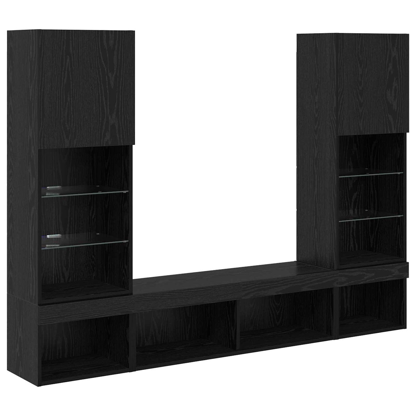 TV Wand Einheiten mit LED mit LED 5 pcs Schwarz Eichen-Optik