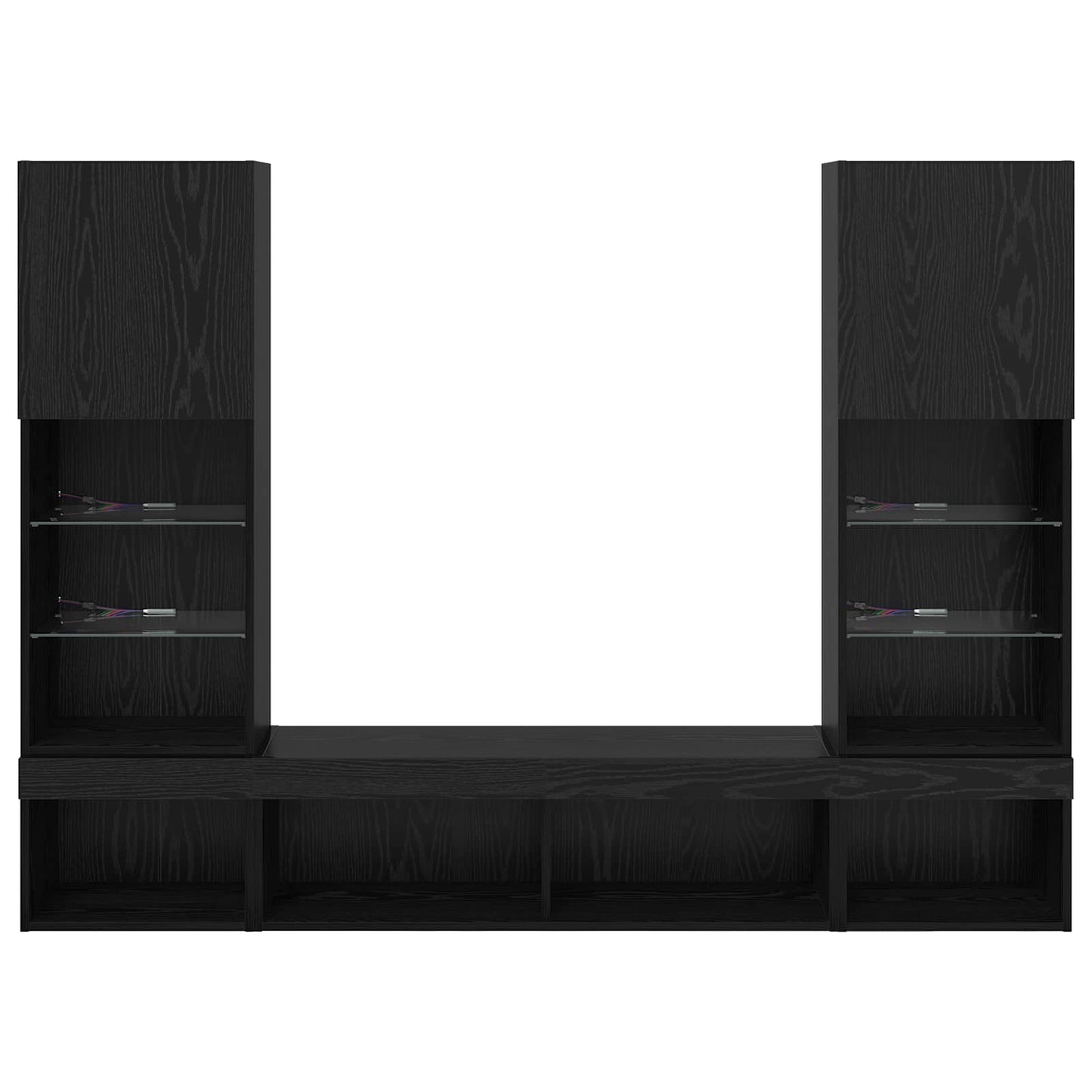 TV Wand Einheiten mit LED mit LED 5 pcs Schwarz Eichen-Optik
