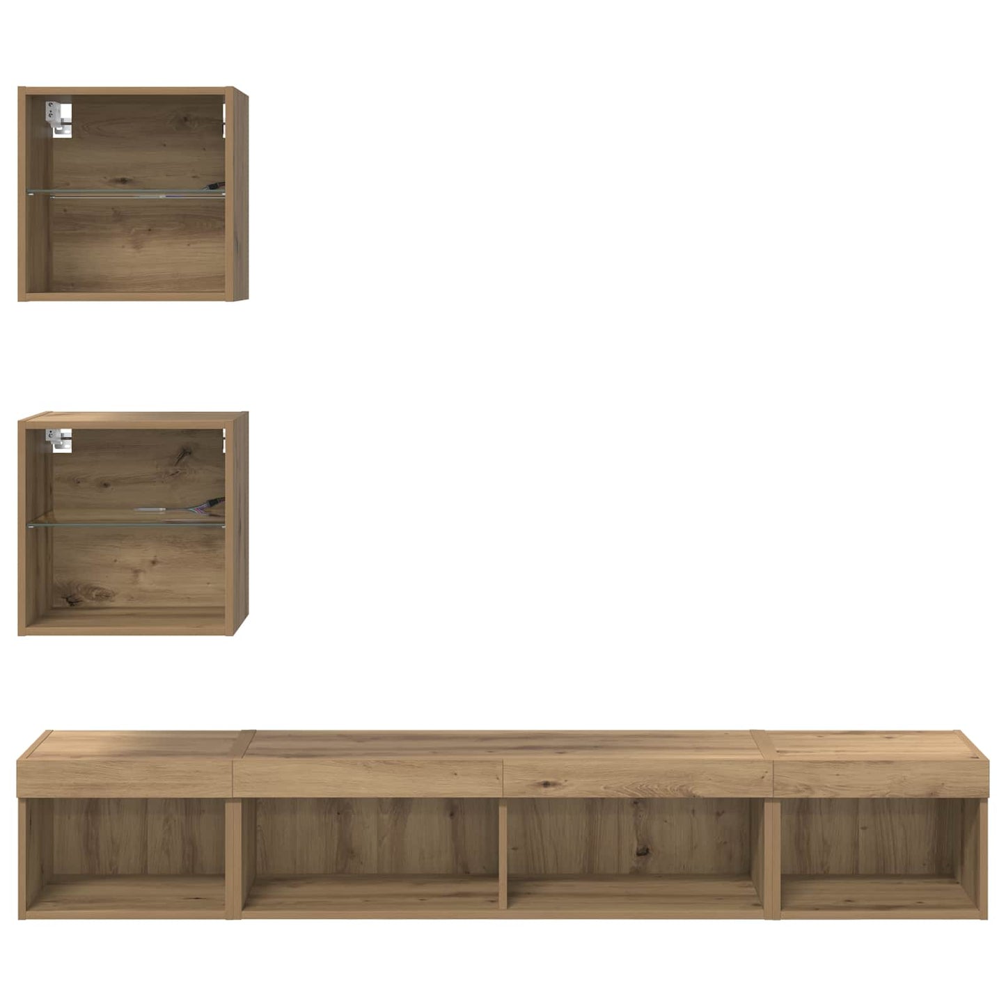TV Wand Einheiten mit LED 5 pcs Artisan-Eiche Holzwerkstoff