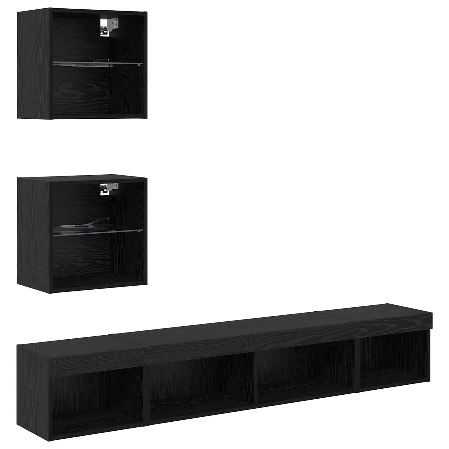 TV Wand Einheiten mit LED mit LED 5 pcs Schwarz Eichen-Optik