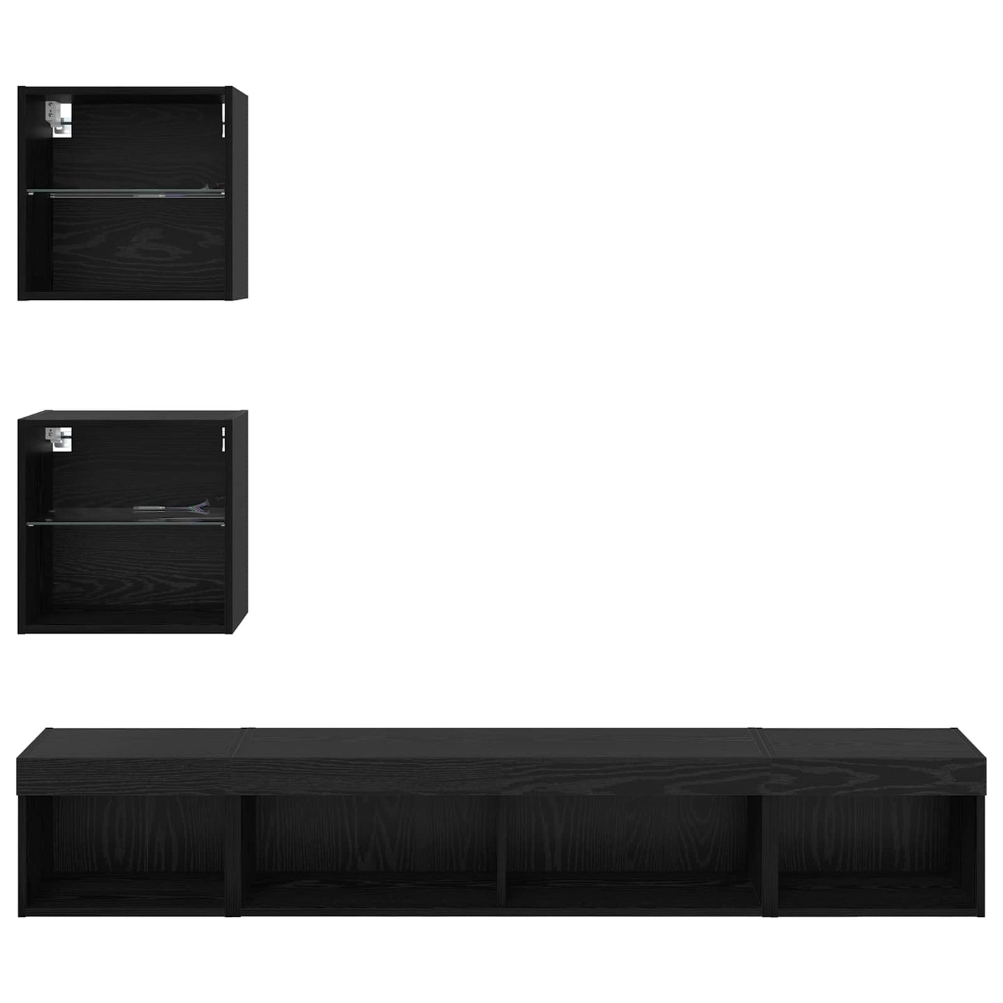 TV Wand Einheiten mit LED mit LED 5 pcs Schwarz Eichen-Optik