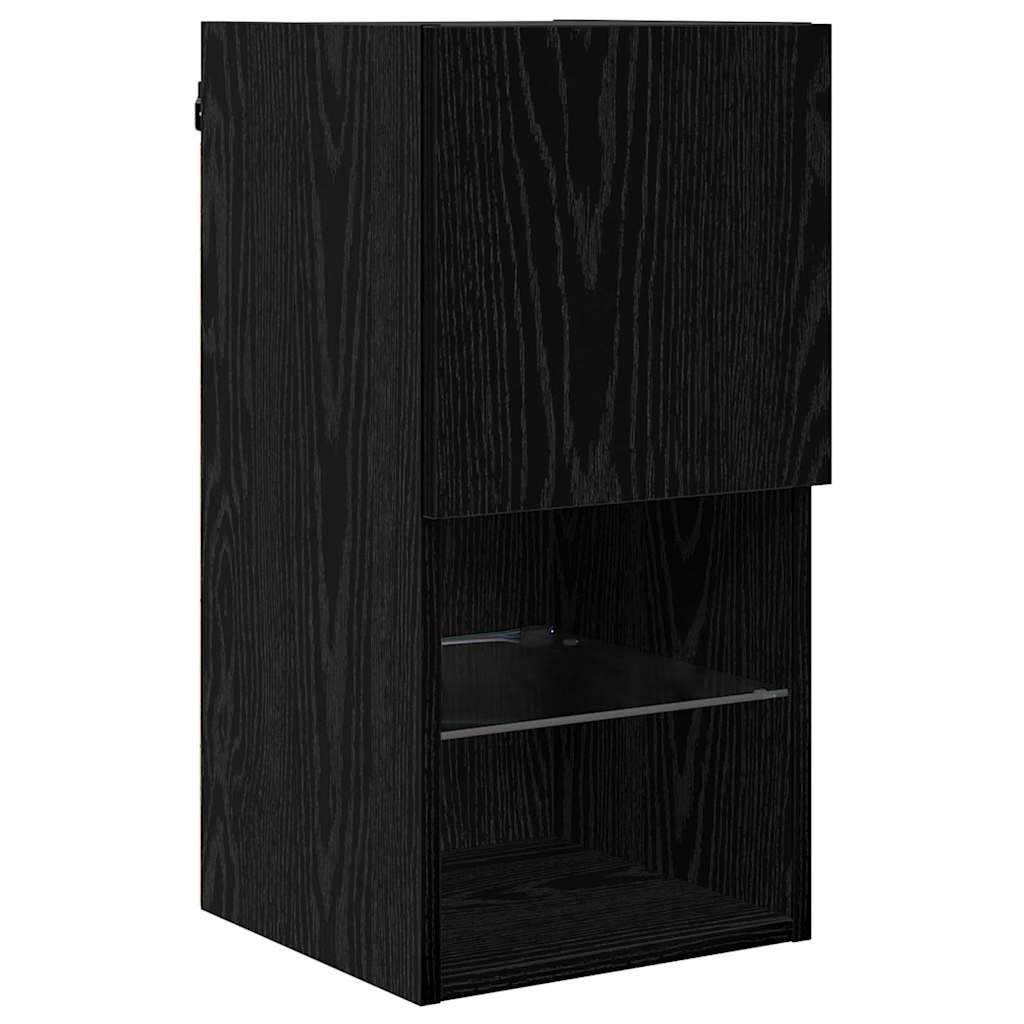 TV Wand Einheiten mit LED 6 pcs Schwarz Eichen-Optik