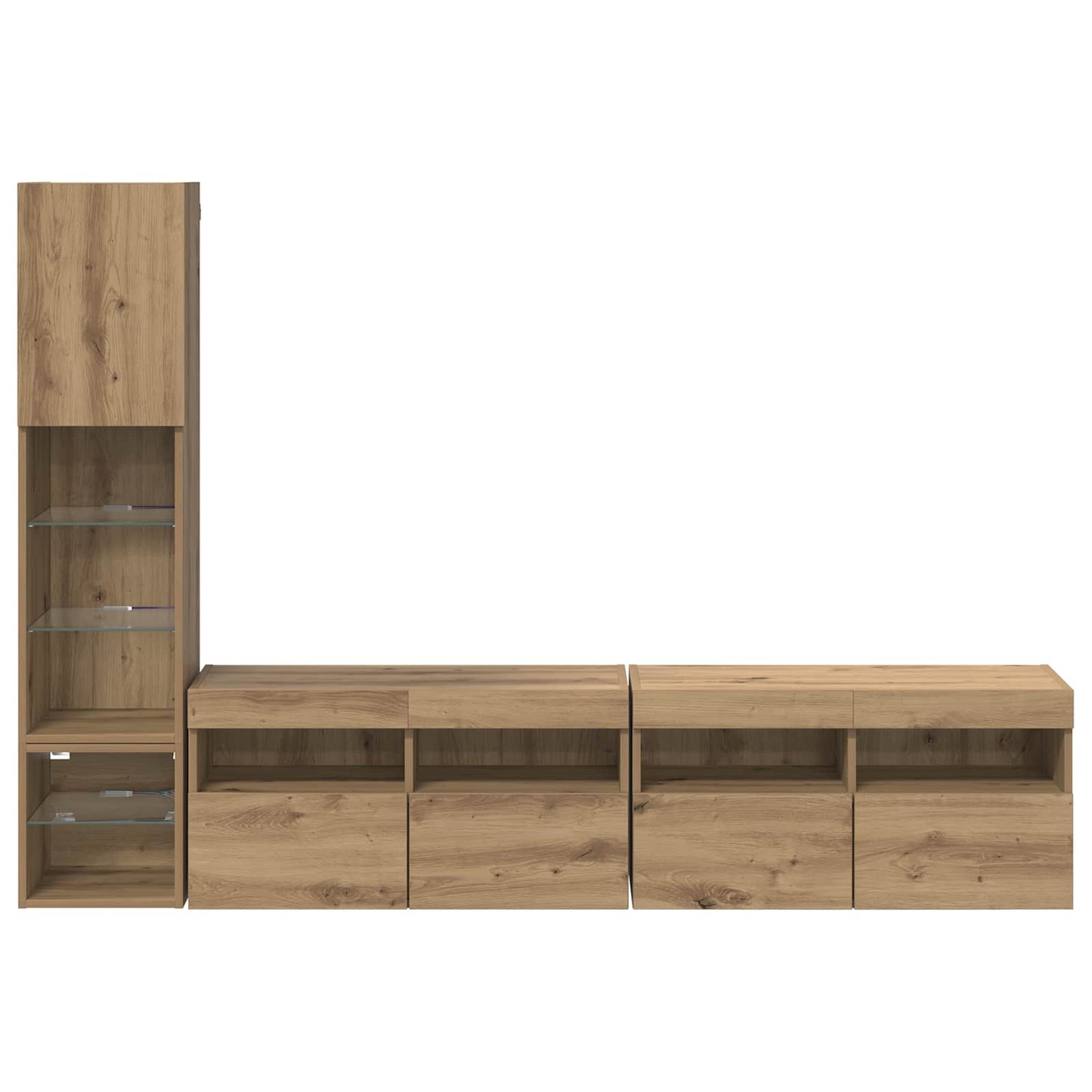 TV-Wandmöbel mit LED 4 pcs Artisan-Eiche Holzwerkstoff