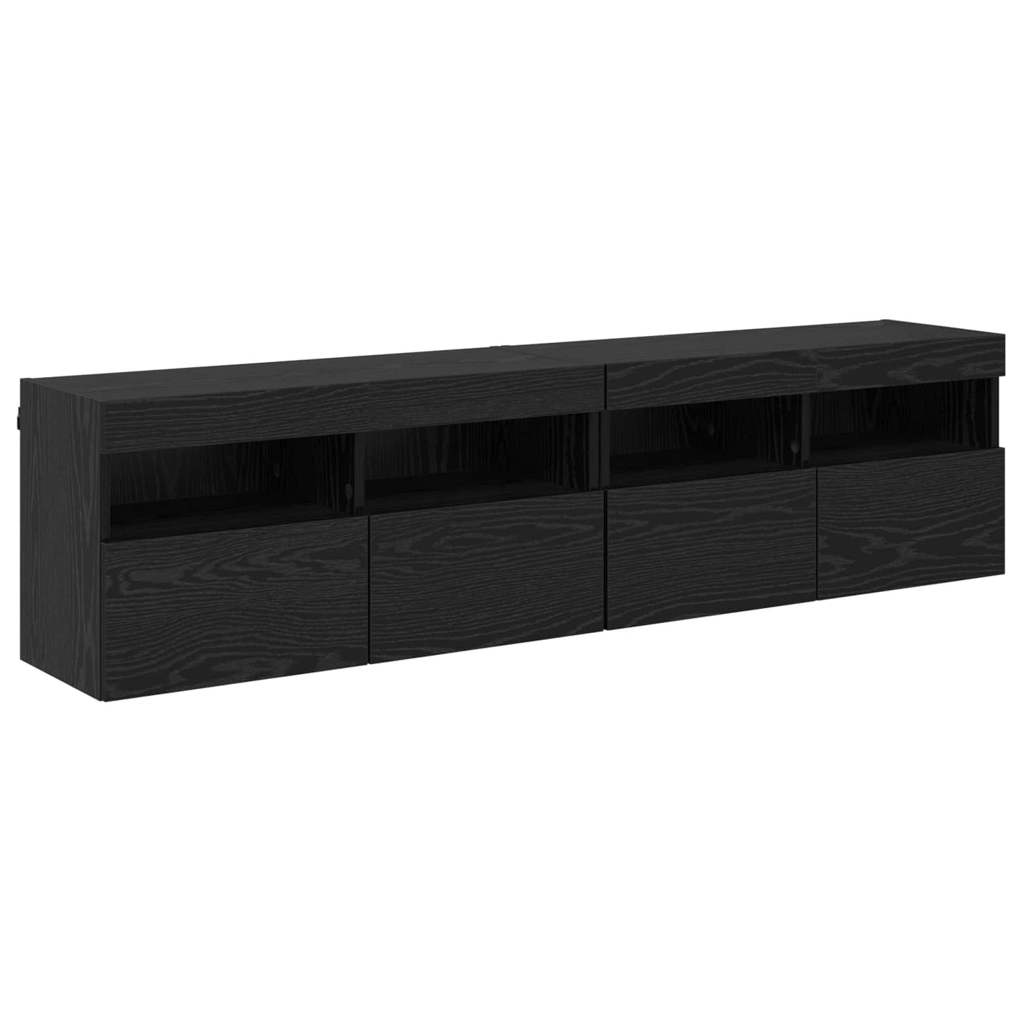 TV-Wandmöbel mit LED 4 pcs Schwarz Eichen-Optik Holzwerkstoff