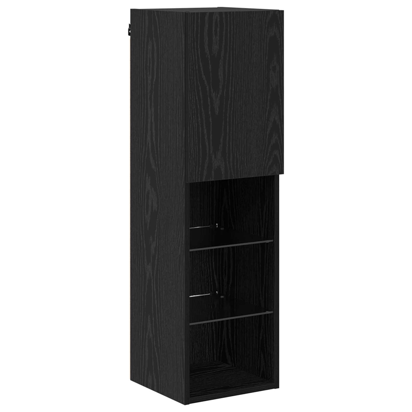 TV-Wandmöbel mit LED 4 pcs Schwarz Eichen-Optik Holzwerkstoff