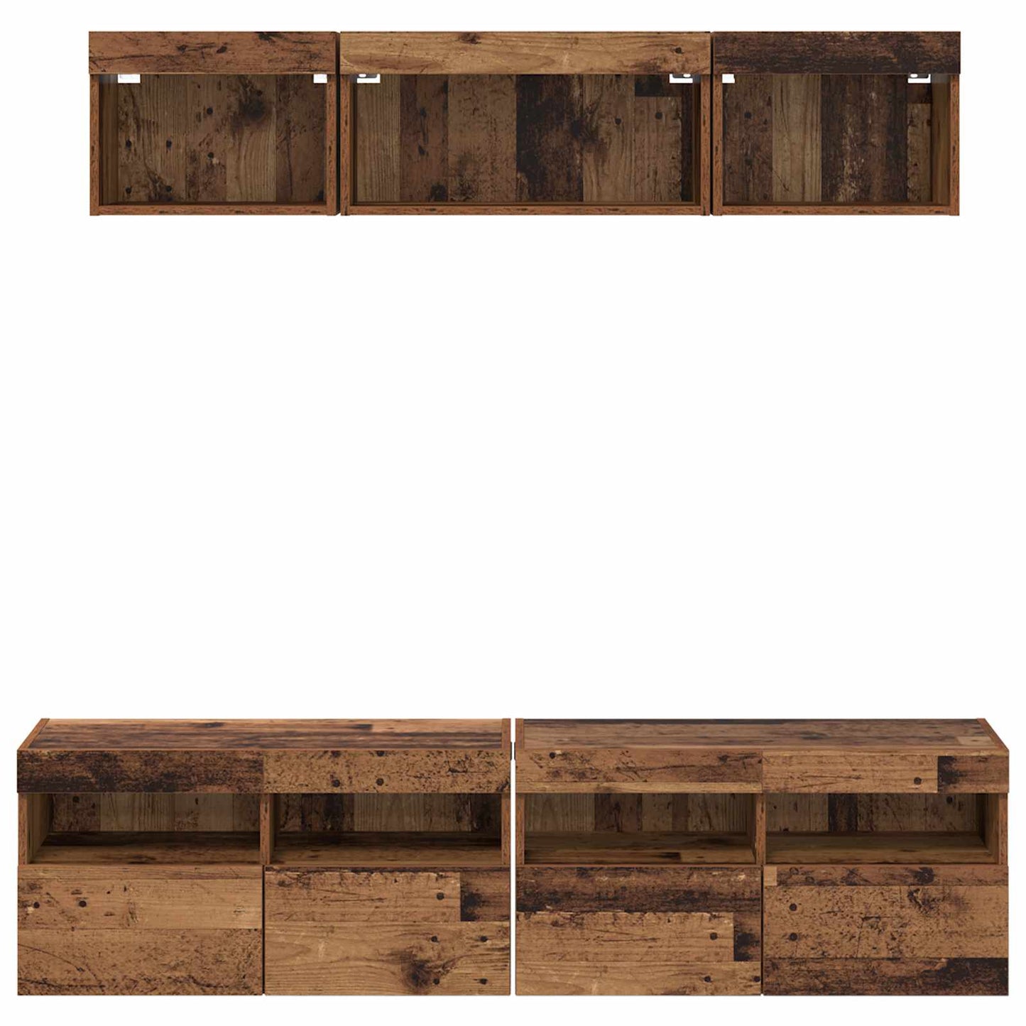 TV Wand Einheiten mit LED mit LED 5 pcs Altholz 80 x 30 x 40 cm