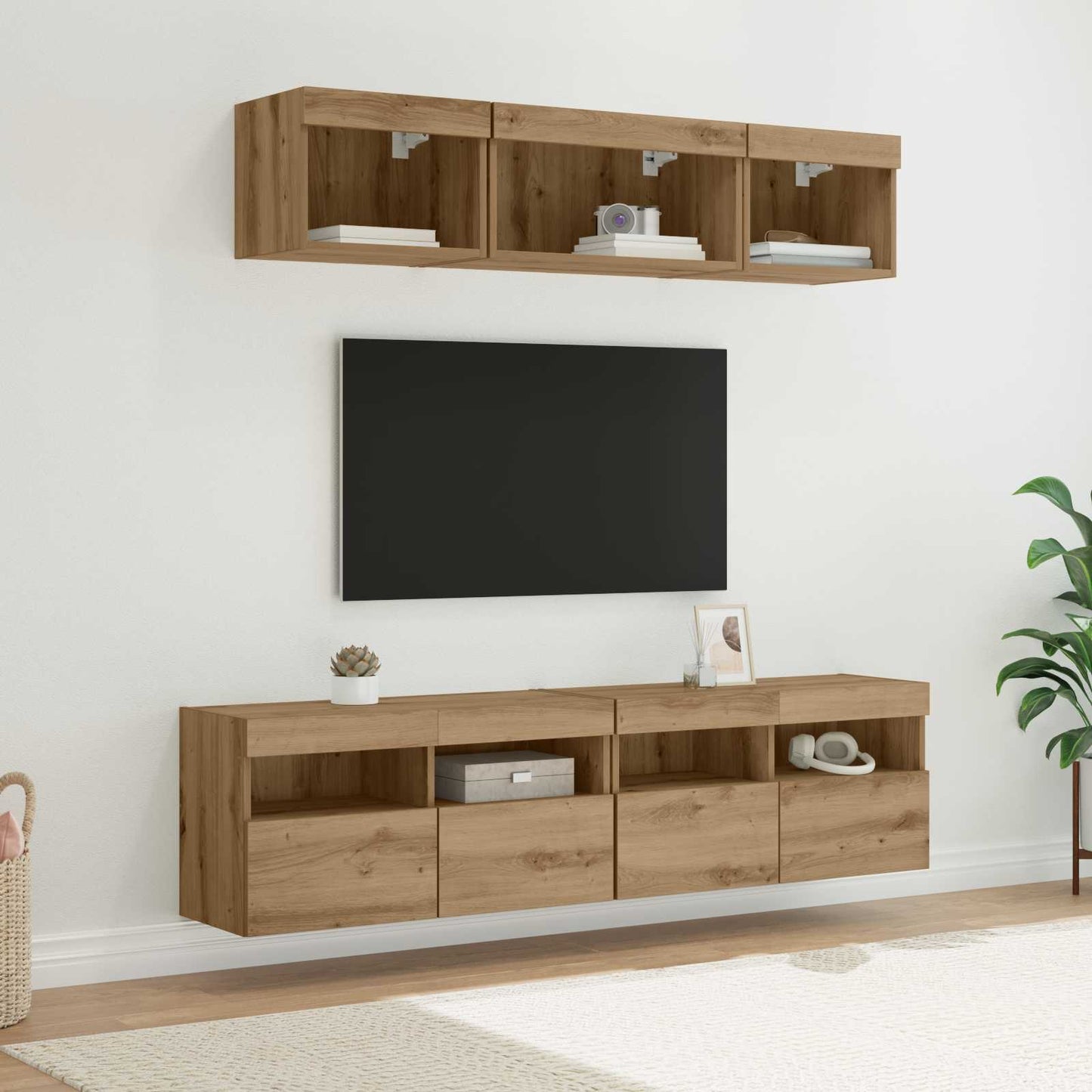 TV Wand Einheiten mit LED 5 pcs Artisan-Eiche 80 x 30 x 40 cm
