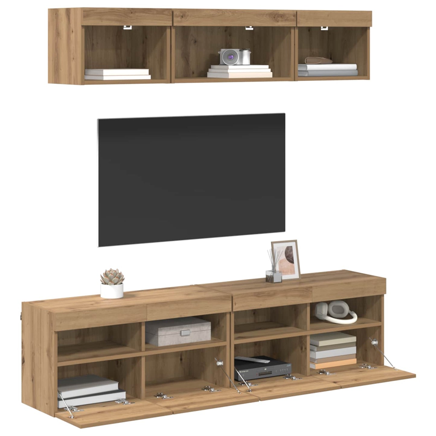 TV Wand Einheiten mit LED 5 pcs Artisan-Eiche 80 x 30 x 40 cm