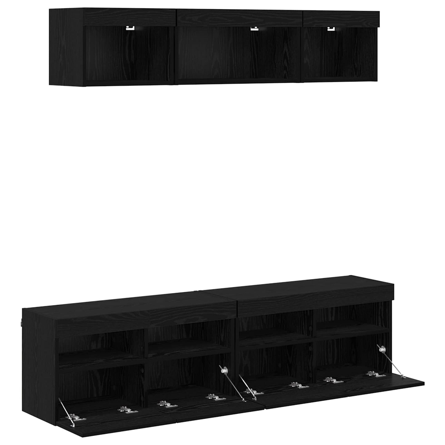 TV Wand Einheiten mit LED mit LED 5 pcs Schwarz Eichen-Optik