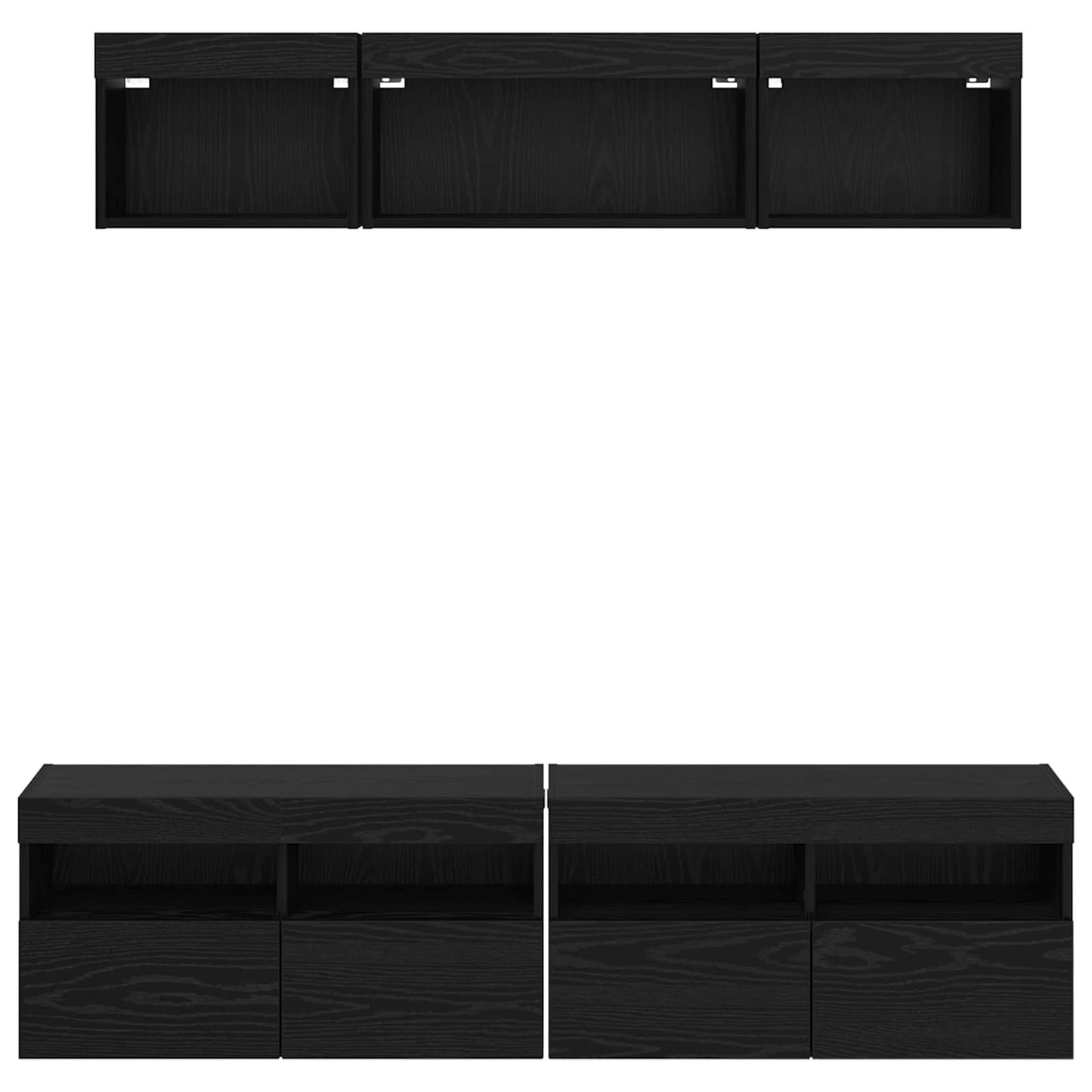 TV Wand Einheiten mit LED mit LED 5 pcs Schwarz Eichen-Optik