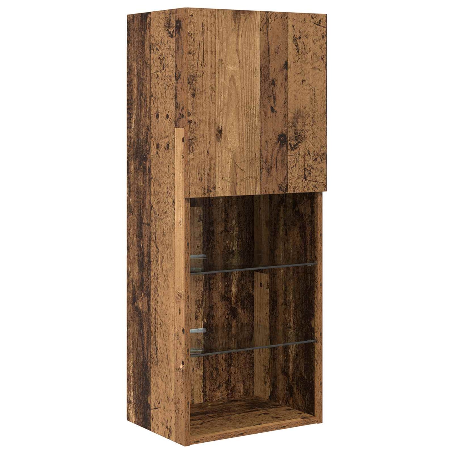 TV-Wandgeräte mit LED-Lichtleisten 6 pcs Altholz Holzwerkstoff