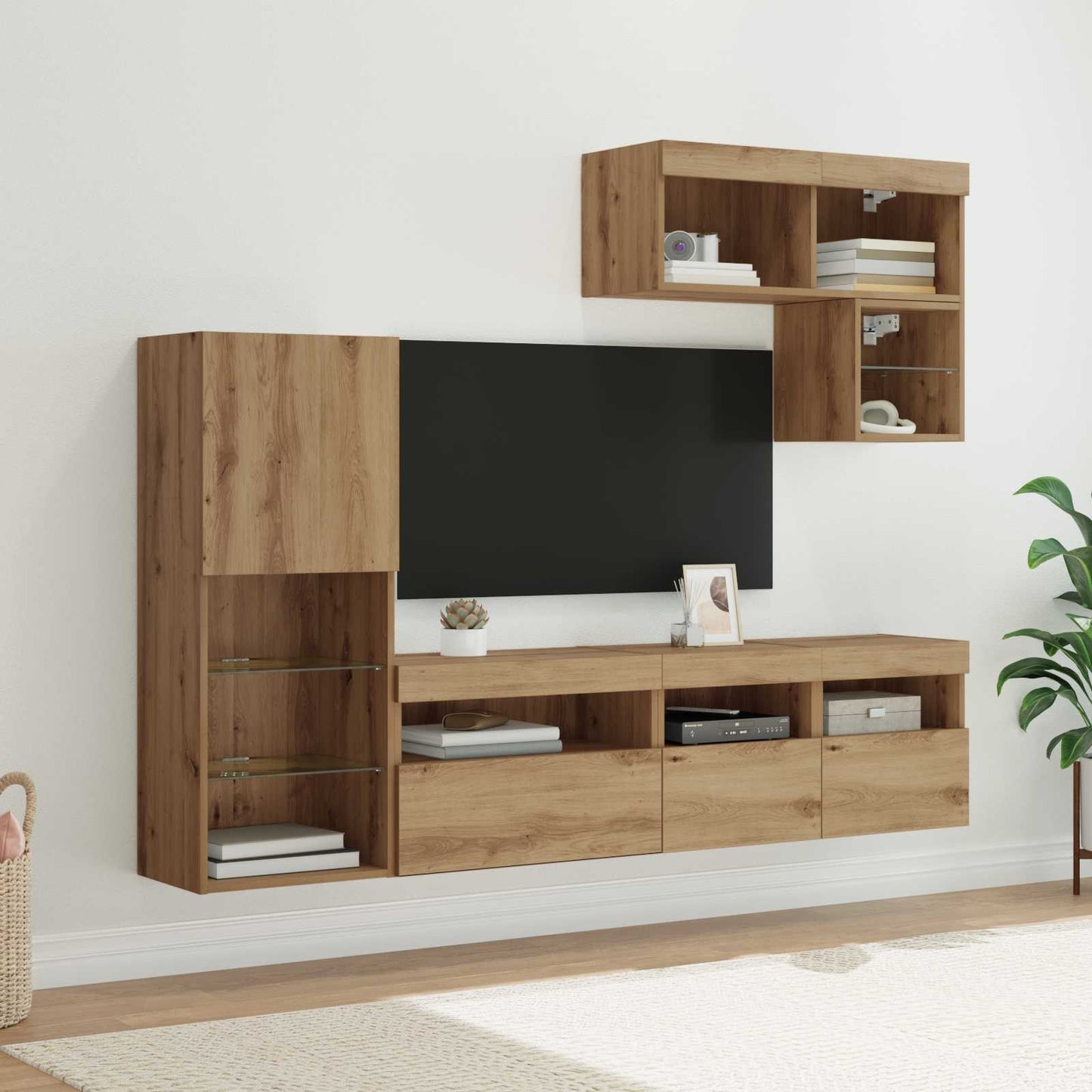 TV-Wandgeräte Wandmontiert 6 pcs Artisan-Eiche Holzwerkstoff