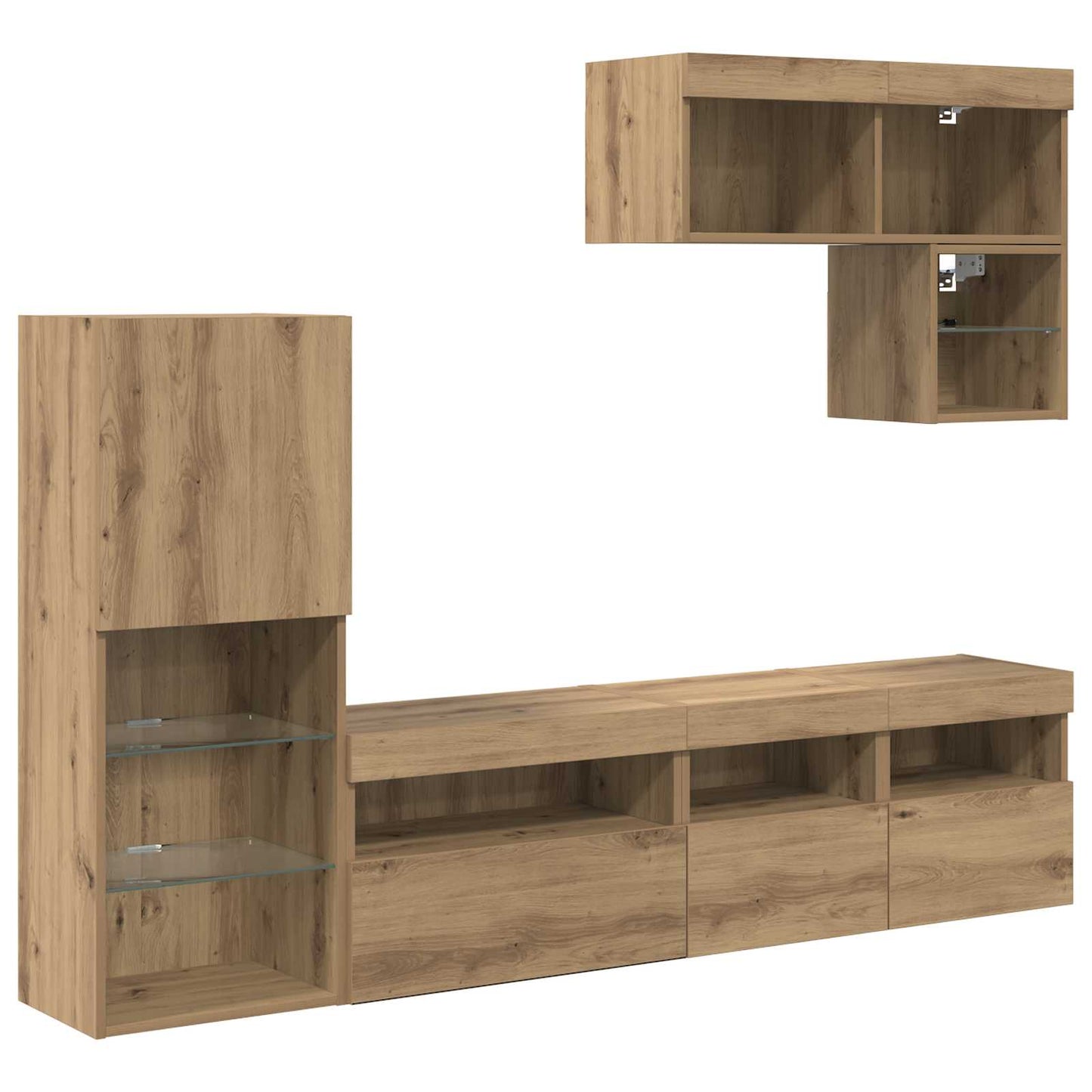 TV-Wandgeräte Wandmontiert 6 pcs Artisan-Eiche Holzwerkstoff