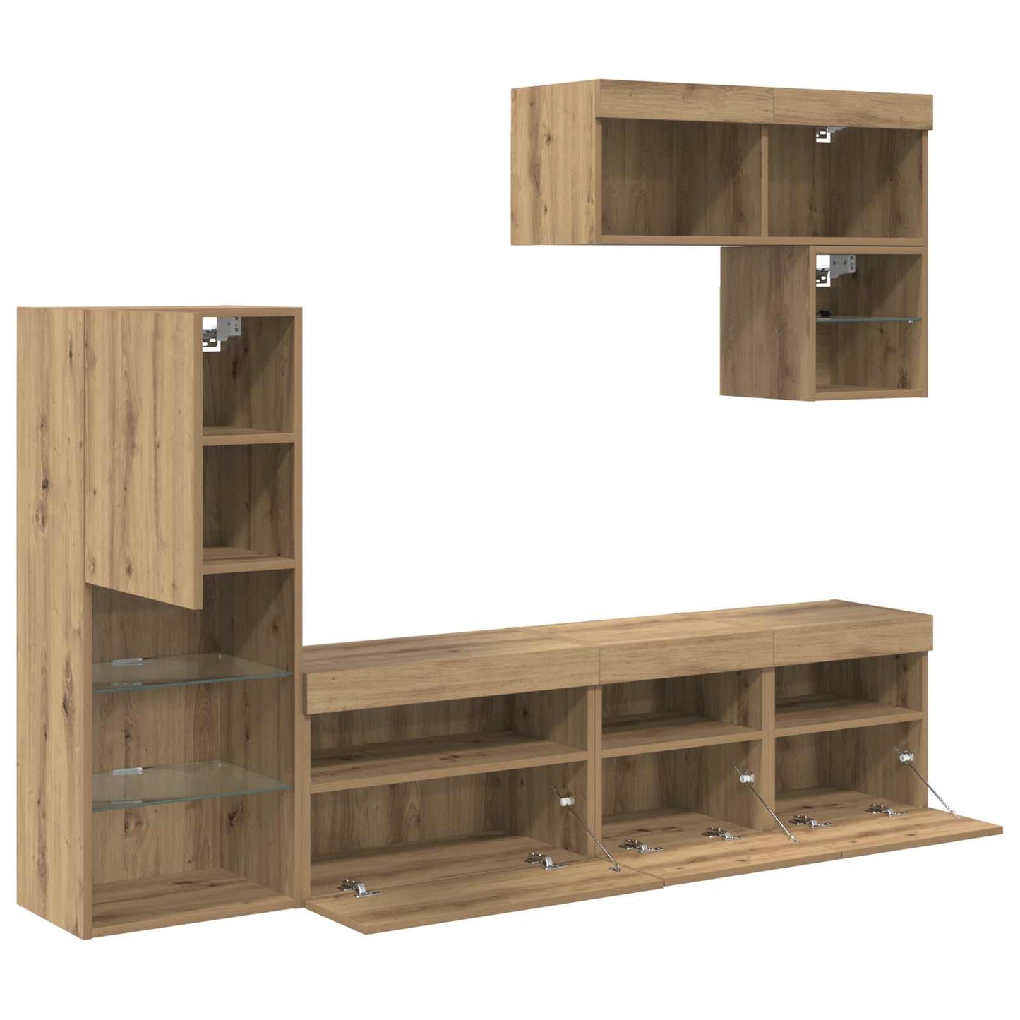 TV-Wandgeräte Wandmontiert 6 pcs Artisan-Eiche Holzwerkstoff