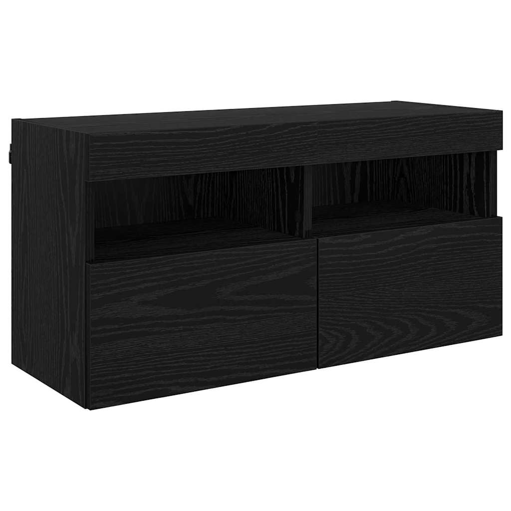 TV Wand Einheiten mit LED 5 pcs Schwarz Eichen-Optik