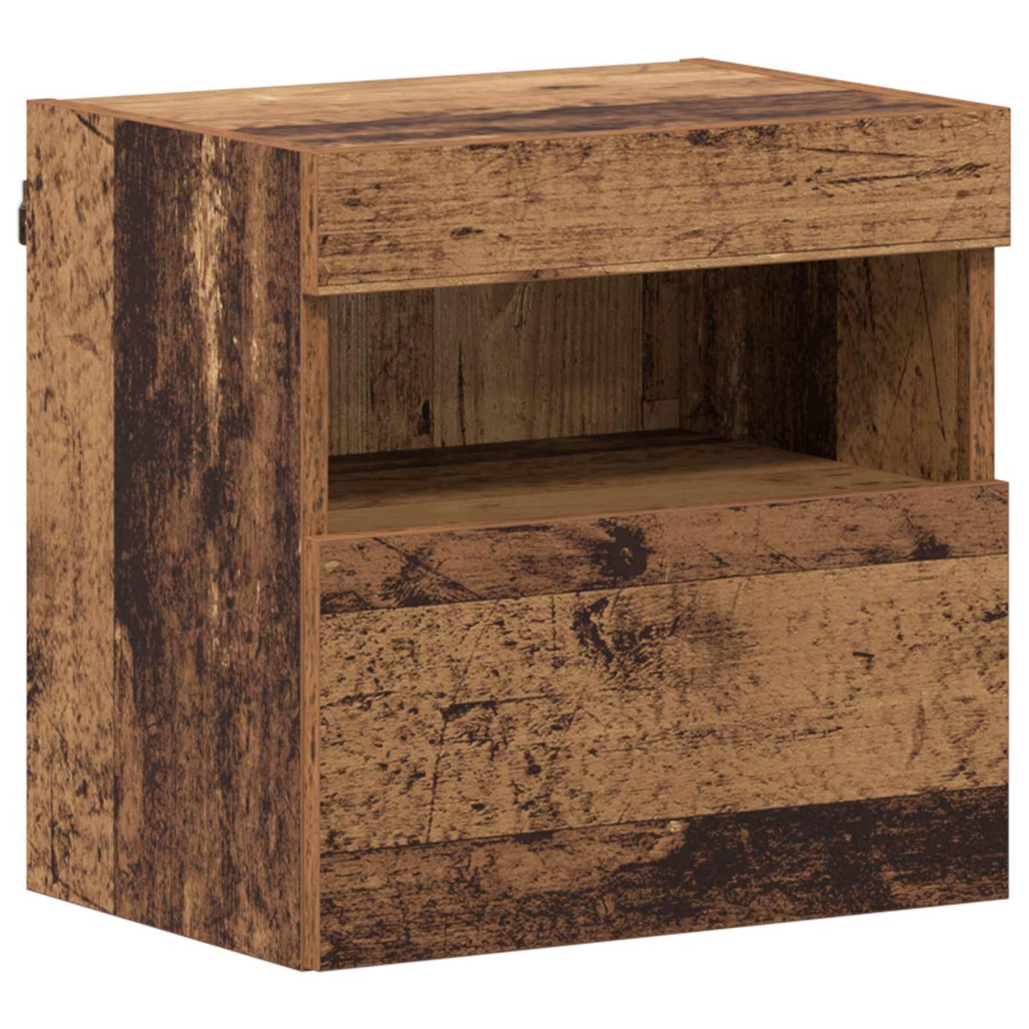 TV-Schränk mit LED Wandmontiert 7 pcs Altholz Holzwerkstoff