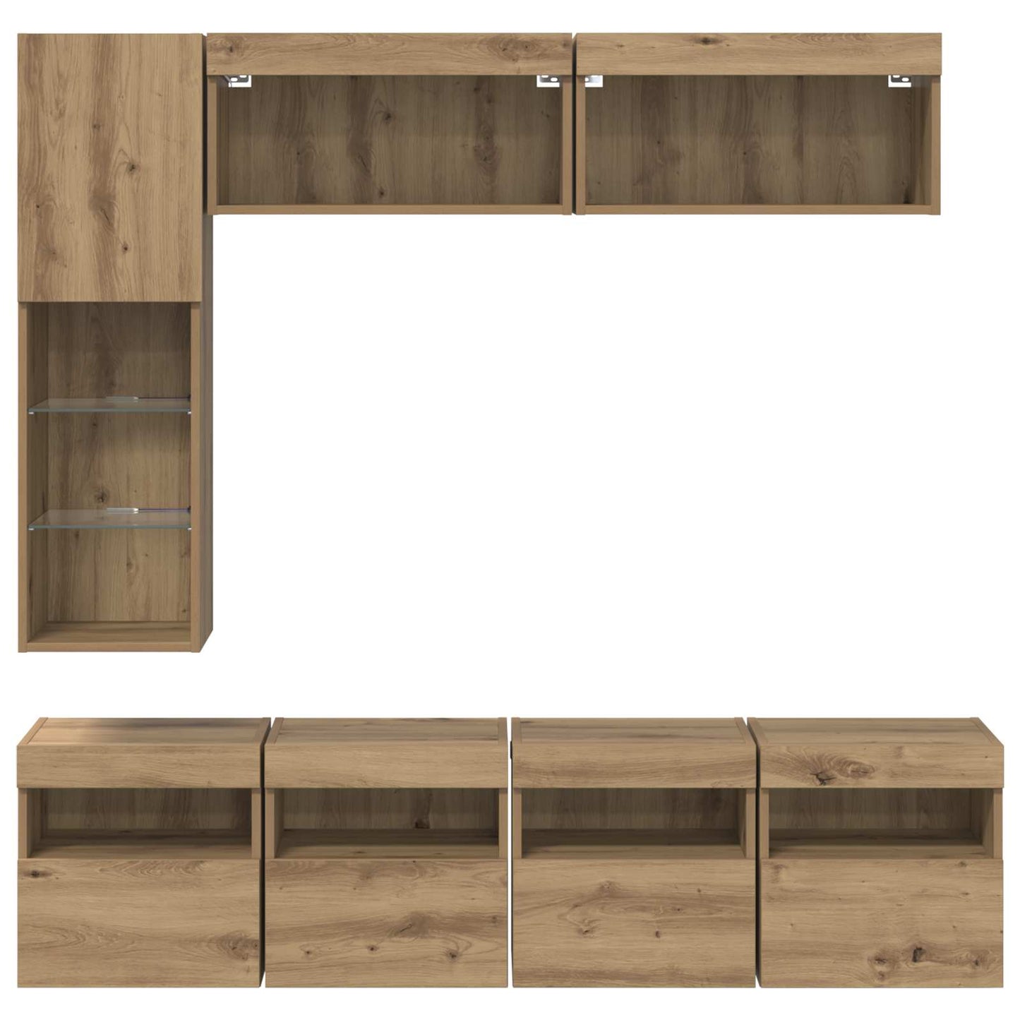 TV-Schränk mit LED 7 pcs Artisan-Eiche Holzwerkstoff
