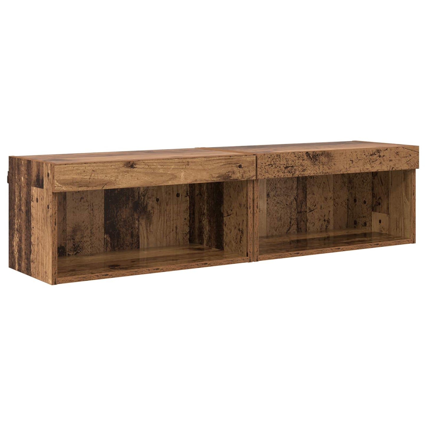 TV-Wandregal-Set mit LED 6 pcs Altholz Holzwerkstoff