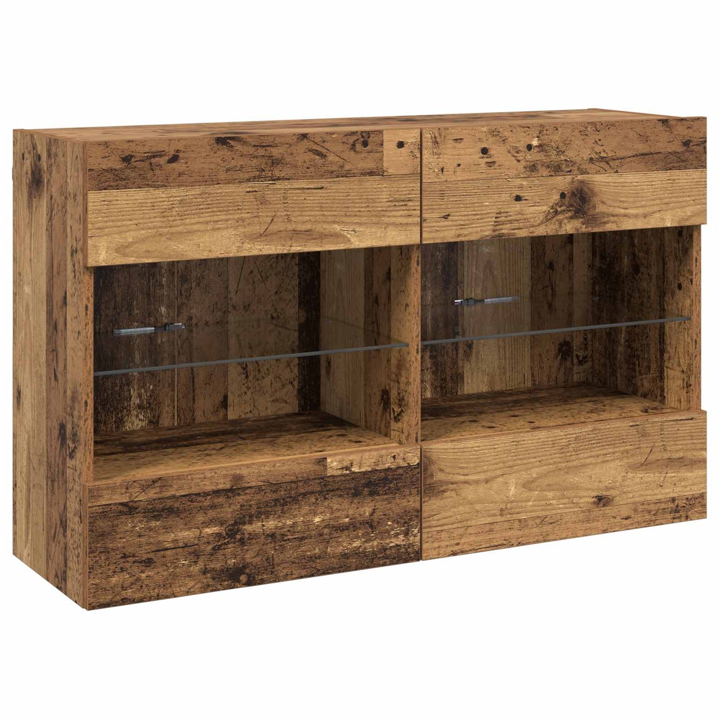 TV-Wandregal-Set mit LED 6 pcs Altholz Holzwerkstoff