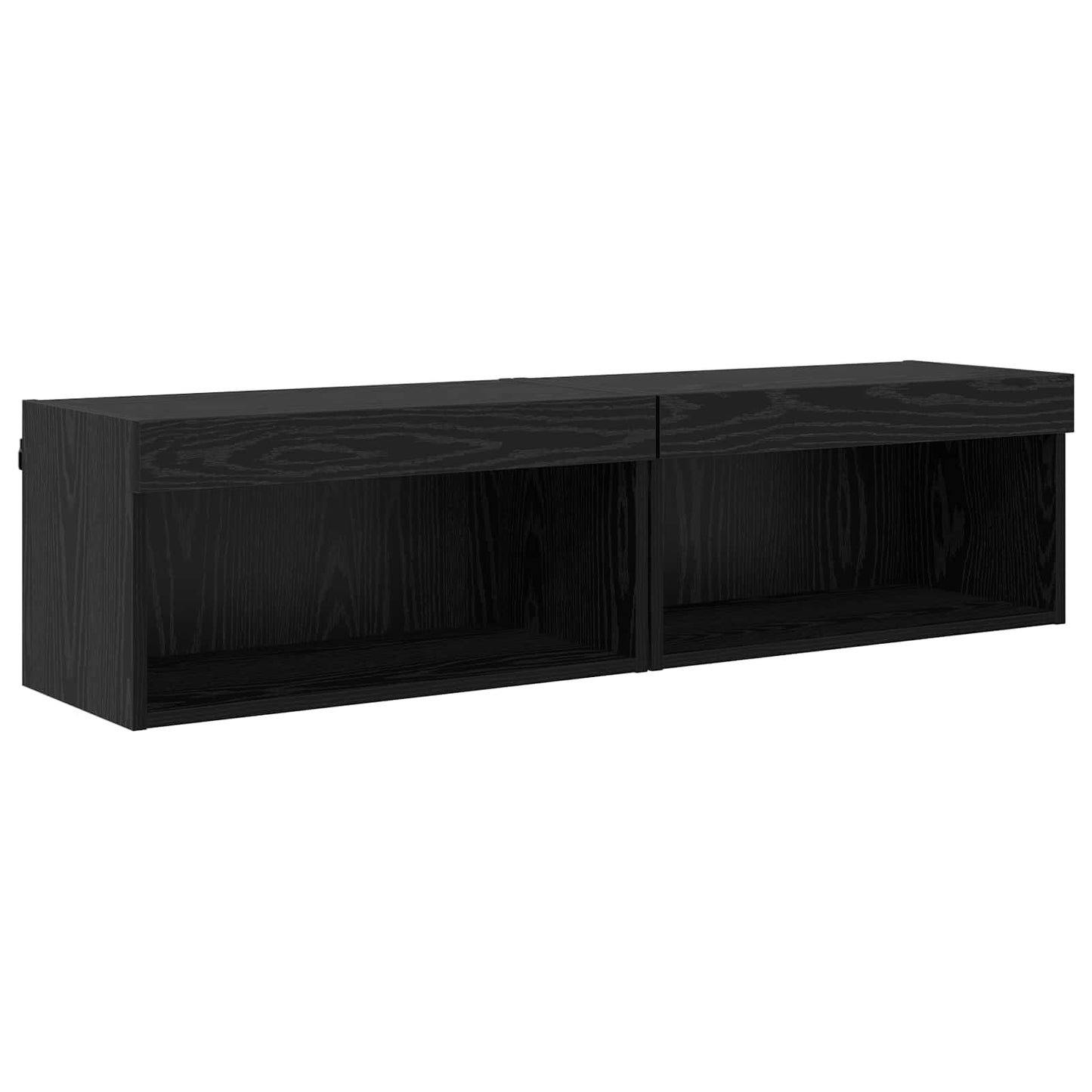 TV Wandmöbel Set mit LED 6 Stk. Schwarz Eiche Holzwerkstoff