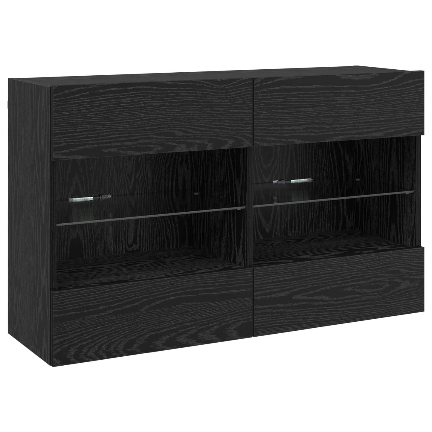 TV Wandmöbel Set mit LED 6 Stk. Schwarz Eiche Holzwerkstoff