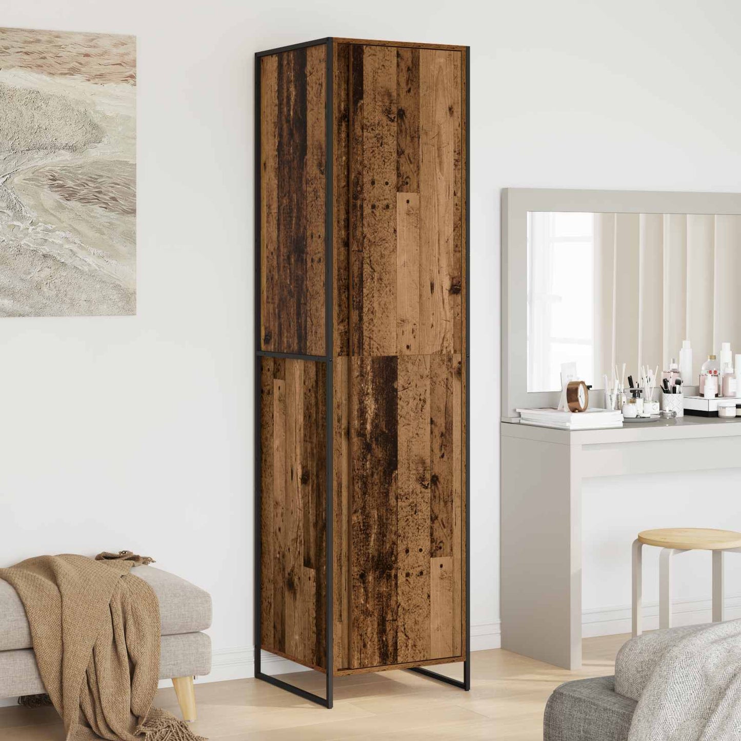 Warderobe mit Tür 2 pcs Altholz 50 x 50 x 200 cm Holzwerkstoff
