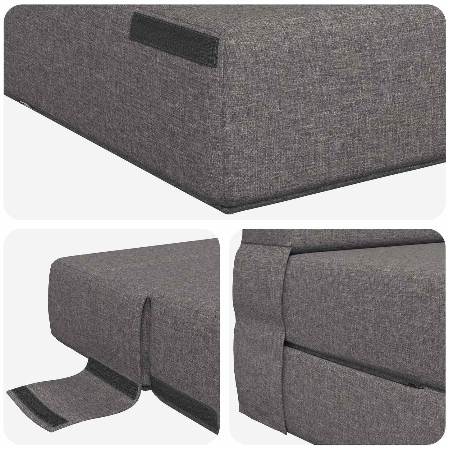 Klappsofa Bett Hellgrau 190 x 100 x 15 cm Stoff