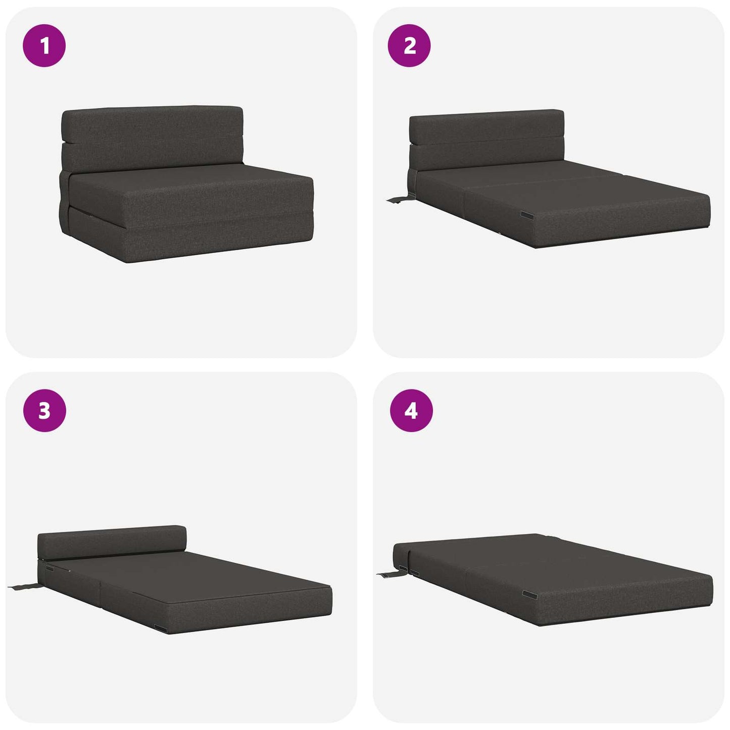 Klappsofa Bett Dunkelgrau 190 x 100 x 15 cm Stoff
