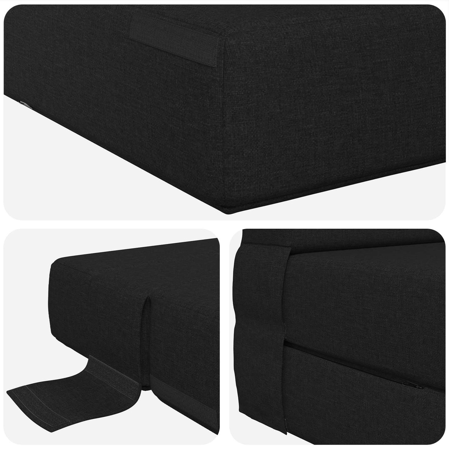 Klappsofa Bett Schwarz 190 x 100 x 15 cm Stoff