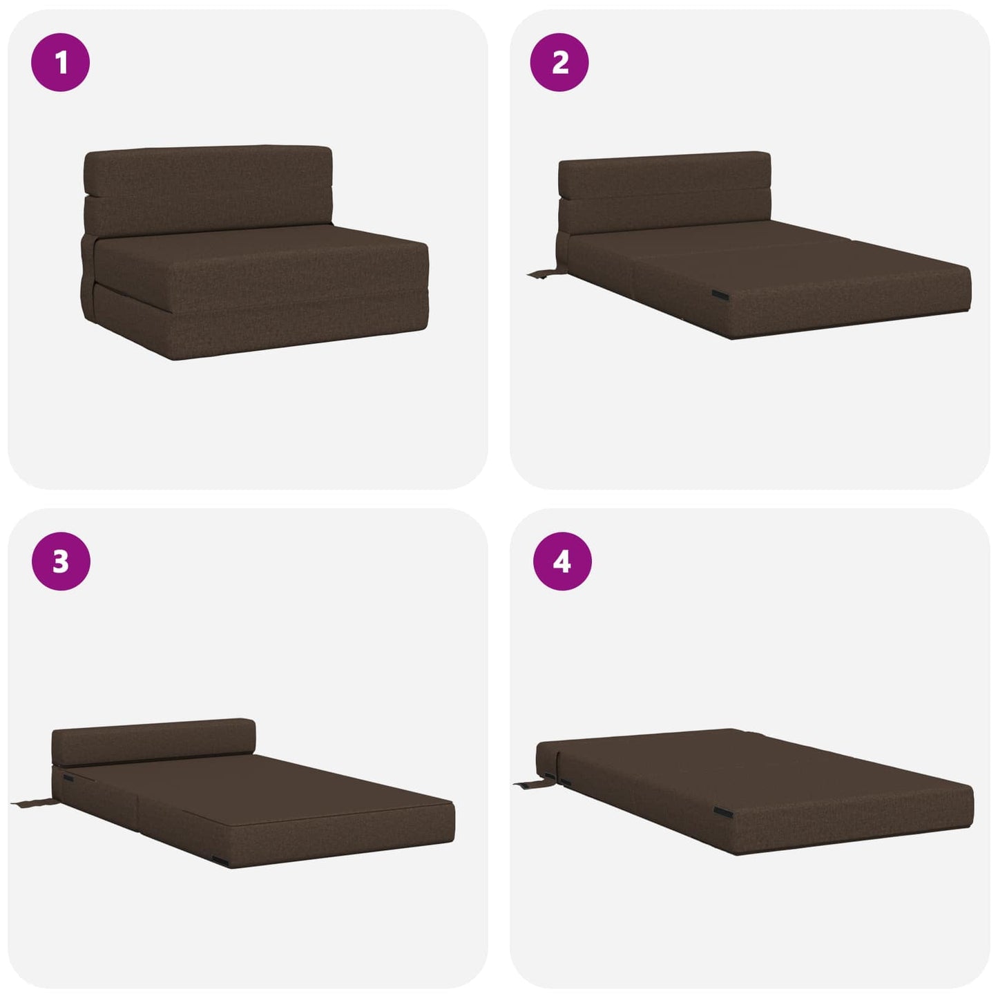 Klappsofa Bett Taupe 190 x 100 x 15 cm Stoff