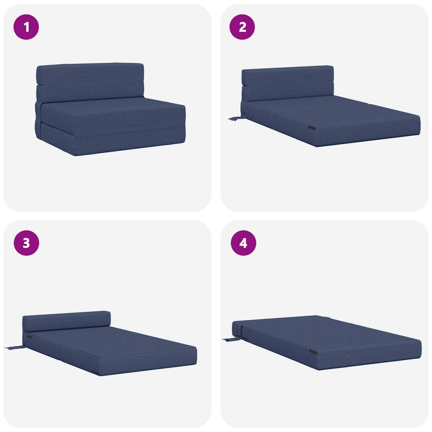 Klappsofa Bett Blau 190 x 100 x 15 cm Stoff