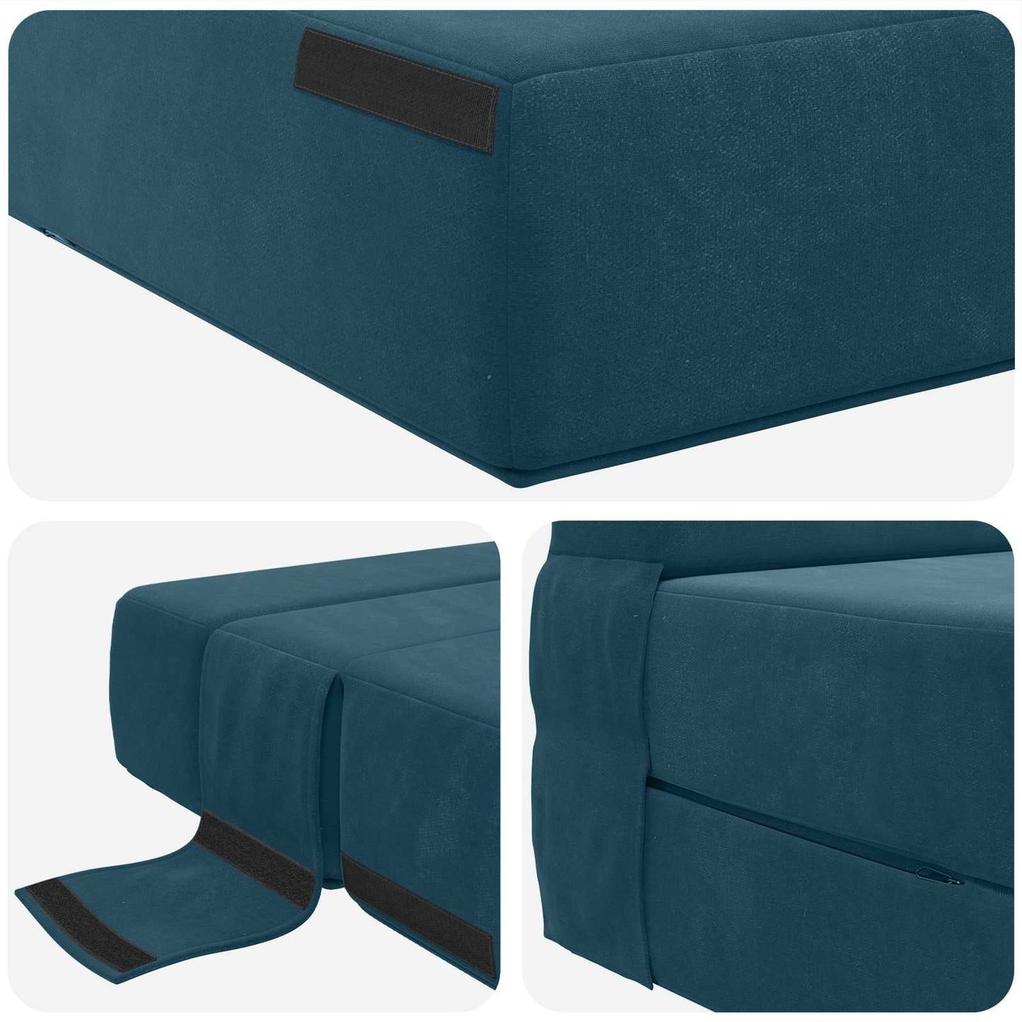 Klappsofa Bett Blau 190 x 100 x 15 cm Samt