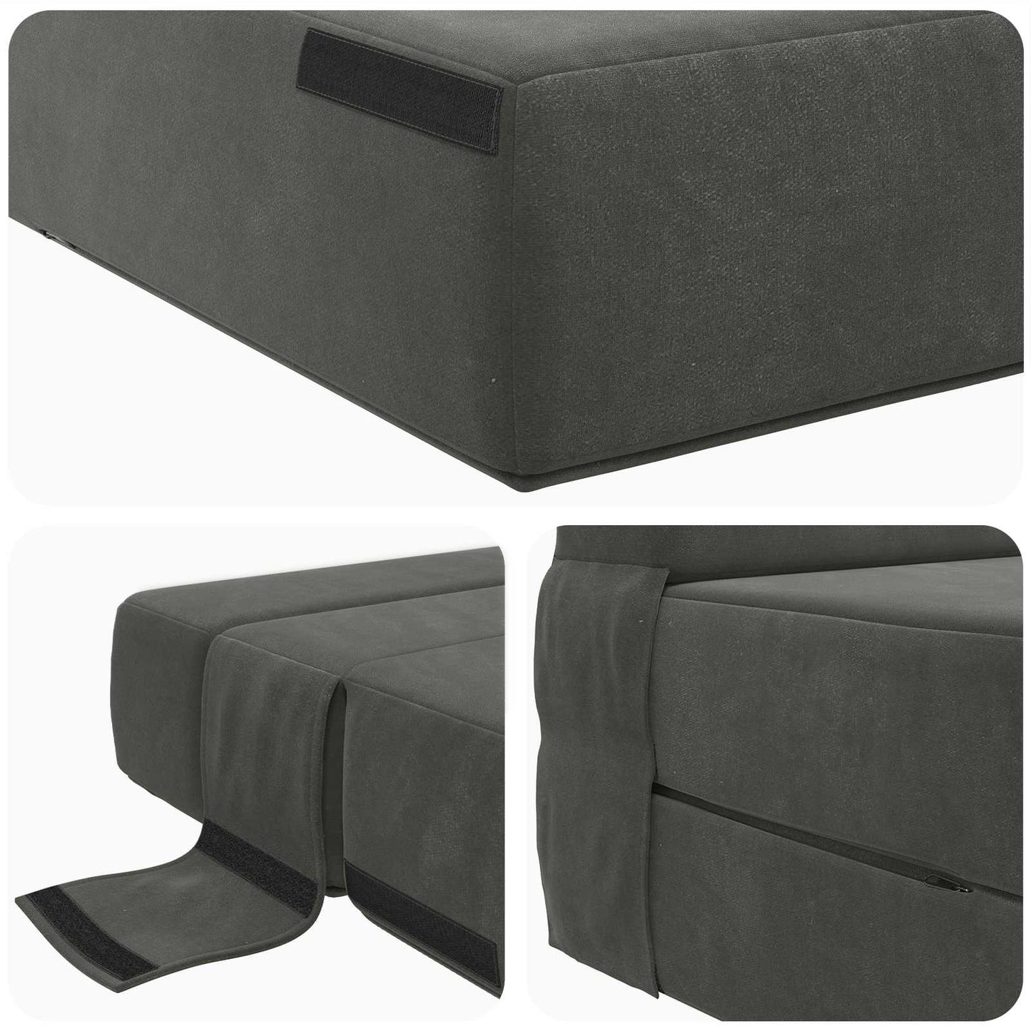 Klappsofa Bett Dunkelgrau 190 x 100 x 15 cm Samt