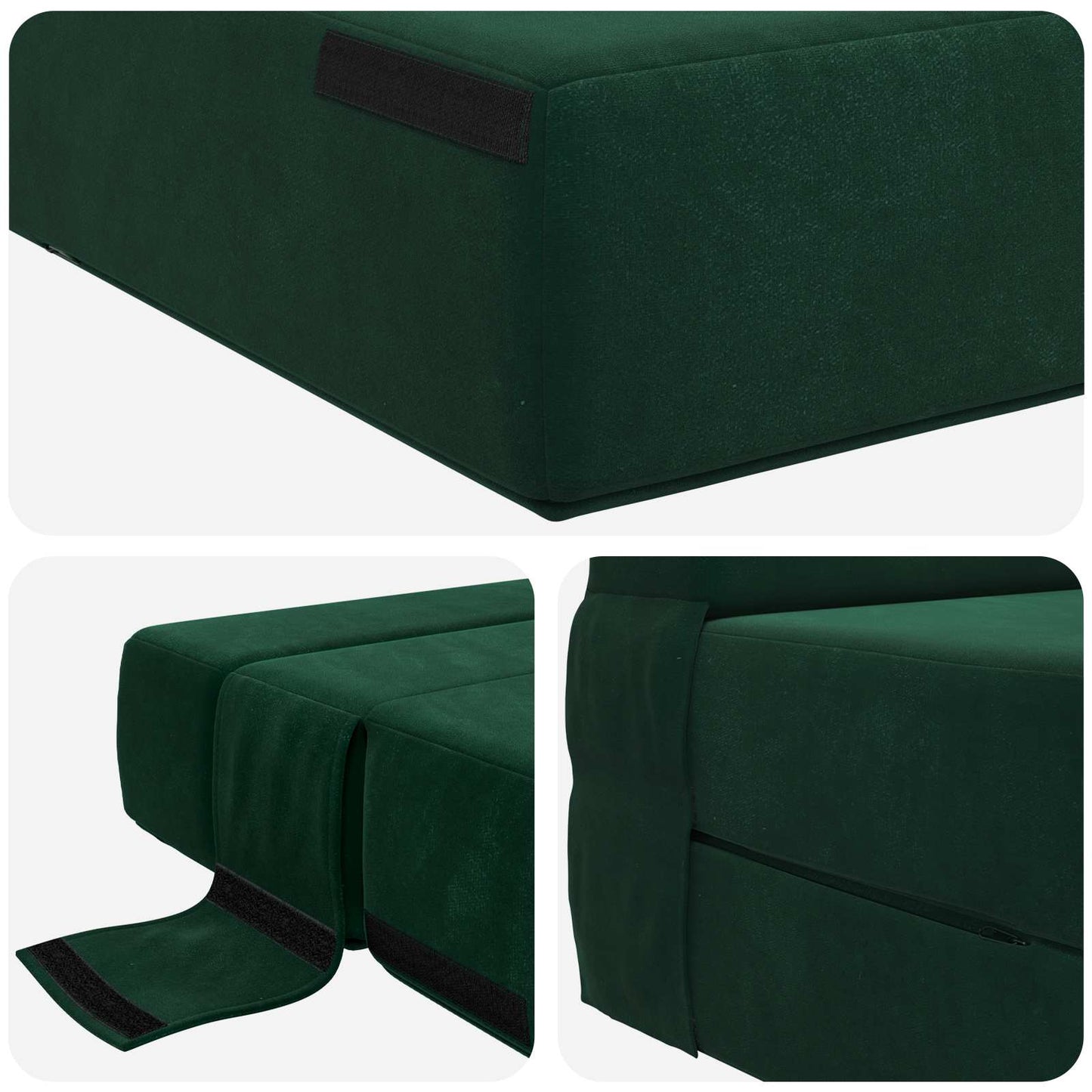 Klappsofa Bett Dunkelgrün 190 x 100 x 15 cm Samt