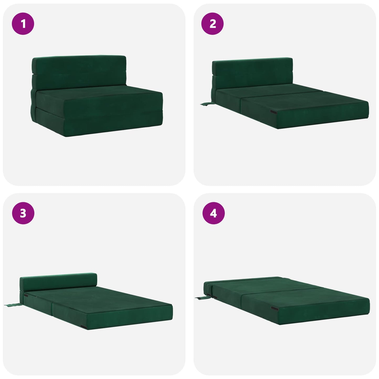 Klappsofa Bett Dunkelgrün 190 x 100 x 15 cm Samt