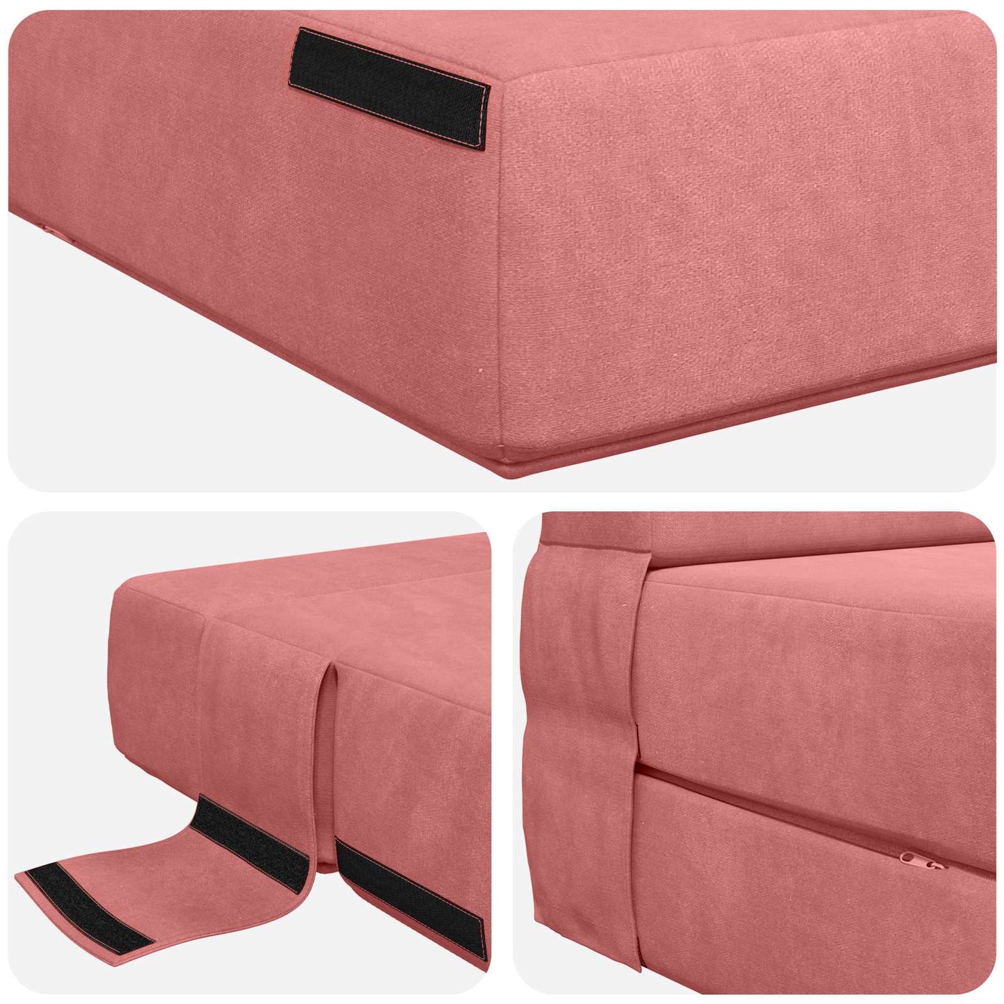 Klappsofa Bett Rosa 190 x 100 x 15 cm Samt