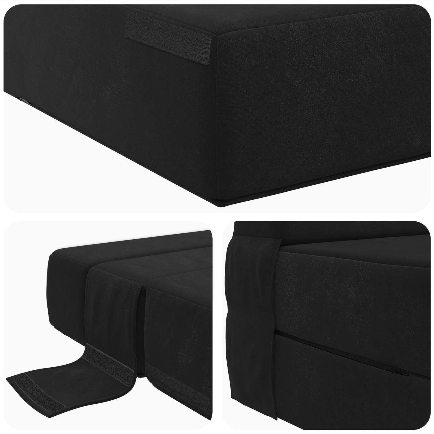 Klappsofa Bett Schwarz 190 x 100 x 15 cm Samt