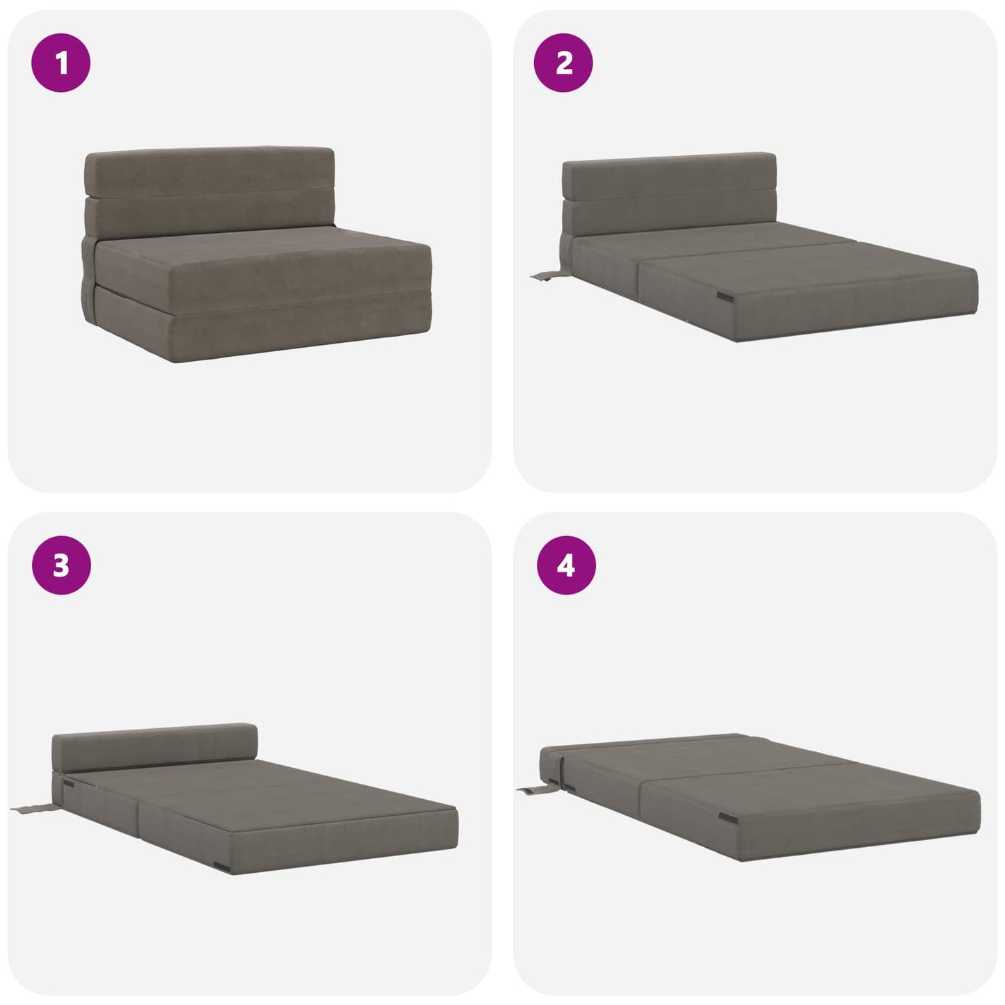 Klappsofa Bett Hellgrau 190 x 100 x 15 cm Cordstoff